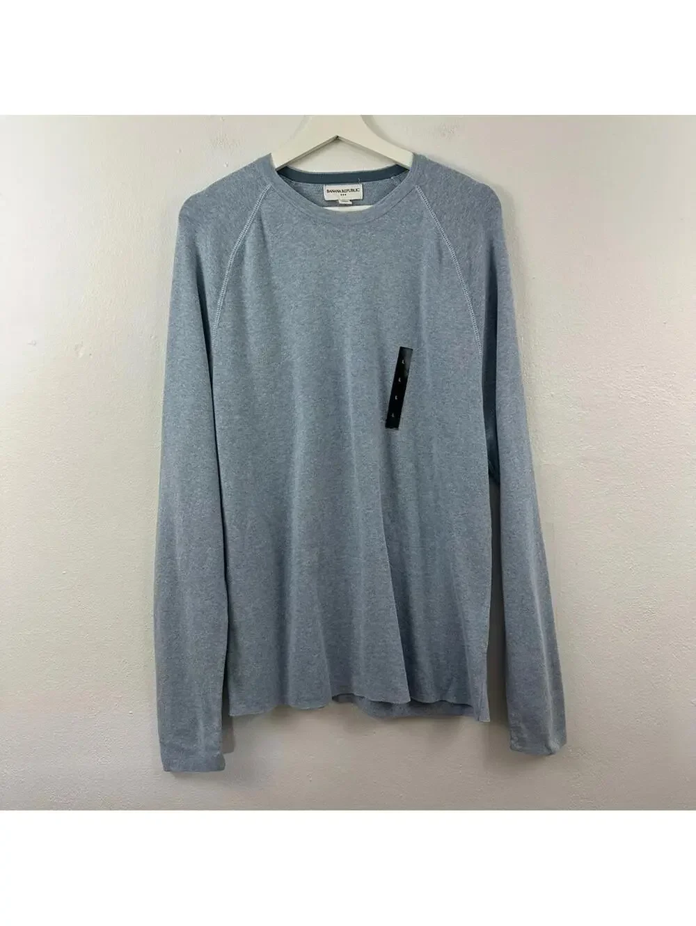 New Banana Republic Men's Light Blue Crew Neck Long Sleeve Shirt Size L